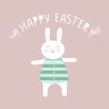 Easter bunny with flowers. hand-drawn. Vector illustration.