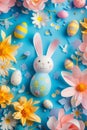 Easter bunny with flowers and paper cut outs