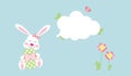 Easter Bunny girl with egg under message cloud