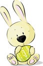 Easter Bunny Hold Painted Egg - Vector Illustration