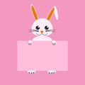 Easter bunny holding blank board for your message copy space design. Vector illustratration.