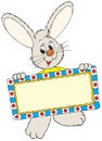 Easter Bunny holding a decorative frame Royalty Free Stock Photo