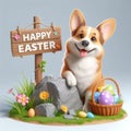 easter dog hugging a colorful easter egg, ai generated Royalty Free Stock Photo