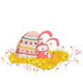 Easter bunny illustration with painted egg Royalty Free Stock Photo