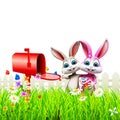 Easter Bunny With letter box Royalty Free Stock Photo
