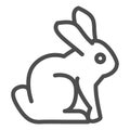 Easter bunny line icon. Holiday decoration rabbit silhouette outline style pictogram on white background. Happy spring