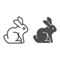 Easter bunny line and solid icon. Holiday decoration rabbit silhouette outline style pictogram on white background