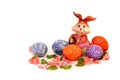 Easter bunny and painted eggs - Easter symbol