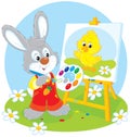 Easter Bunny painter Royalty Free Stock Photo
