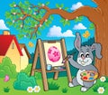 Easter bunny painter theme 2 Royalty Free Stock Photo