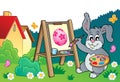 Easter bunny painter theme 3 Royalty Free Stock Photo