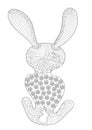 Easter Bunny with Pattern Line Art Drawing