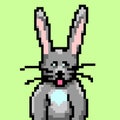 Easter bunny pixel art isolated vector illustration for website, print and game cyberpunk rabbit