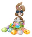 Cool Easter Bunny Rabbit Eggs Hunt Basket Cartoon Royalty Free Stock Photo