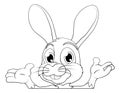 Easter Bunny Rabbit Cartoon Character Peeking Sign Royalty Free Stock Photo