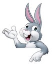 Easter Bunny Rabbit Cartoon Character Peeking Sign Royalty Free Stock Photo