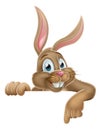 Easter Bunny Rabbit Pointing Cartoon Sign Royalty Free Stock Photo