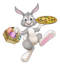 Easter Bunny Rabbit Cartoon Pizza Restaurant Chef Royalty Free Stock Photo