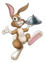 Easter Bunny Rabbit Cartoon Food Tray Cloche Chef Royalty Free Stock Photo