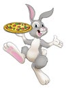 Easter Bunny Rabbit Cartoon Pizza Restaurant Chef Royalty Free Stock Photo