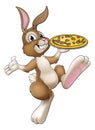 Easter Bunny Rabbit Cartoon Pizza Restaurant Chef Royalty Free Stock Photo