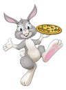 Easter Bunny Rabbit Cartoon Pizza Restaurant Chef Royalty Free Stock Photo