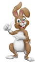 Easter Bunny Rabbit Cartoon Thumbs Up and Pointing Royalty Free Stock Photo