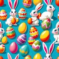 Easter bunny rabbit colored egg hunt decoration pop art Royalty Free Stock Photo