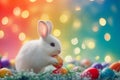 Easter bunny rabbit and a colourful eggs