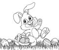 Easter Bunny Rabbit Eggs Basket Background Cartoon Royalty Free Stock Photo