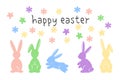 Easter bunny or rabbit in pastel color. Minimalist easter holiday characters. Vector illustration