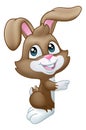 Easter Bunny Rabbit Peeking Pointing Sign Cartoon Royalty Free Stock Photo