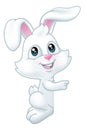 Easter Bunny Rabbit Peeking Pointing Sign Cartoon Royalty Free Stock Photo