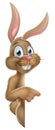 Easter Bunny Rabbit Pointing Cartoon Royalty Free Stock Photo