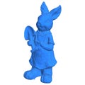 Easter Bunny Rabbit Vector. Rabbit With Work Clothes And Shovel. Blue Bunny Toy For Children.