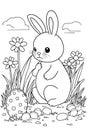 Easter bunny searching for eggs in forest vector Royalty Free Stock Photo