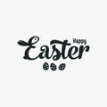 Easter bunny sign. Lettering with bunny and eggs