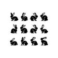 Easter Bunny Silhouette Vector Set Royalty Free Stock Photo