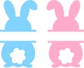 Easter bunny split Svg cut file. Easter monogram frame vector isolated on white background. Kids Easter shirt design
