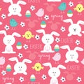 Easter bunny spring pattern vector