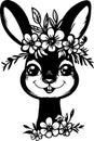 Easter Bunny template for laser cutting Rabbit with Flowers