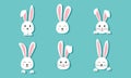Easter bunny vector icon, paper rabbit set, cute animal head, cartoon character. Funny illustration Royalty Free Stock Photo