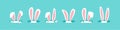 Easter bunny vector icon, rabbit in hole, cartoon ears. Cute animal illustration