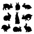 Easter Bunny vector Rabbits set silhouettes