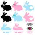 Easter Bunny. Vector silhouette. Rabbit monogram. Isolated on white background Royalty Free Stock Photo