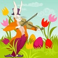 Easter bunny with violin Royalty Free Stock Photo