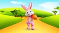 Easter Bunny walking with carrot