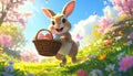 Easter Bunnys Joyful Springtime Egg Hunt Royalty Free Stock Photo
