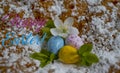 Easter cake, cherry blossoms tradition decorated celebrate delicious on a light background