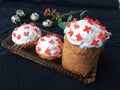 Easter cake decorated kalanchoe flowers, cooking for a vegetarian diet